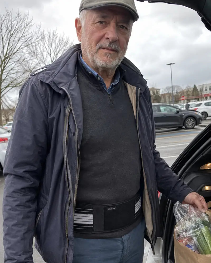 David portant sa ceinture Soutenia pour les courses